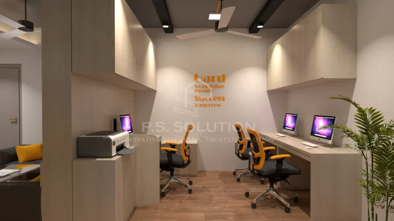 Modern office with motivational decor