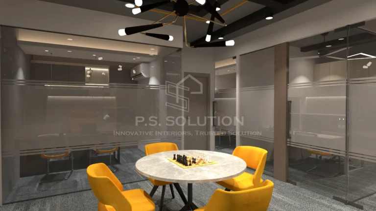 Modern office with chess table and chairs